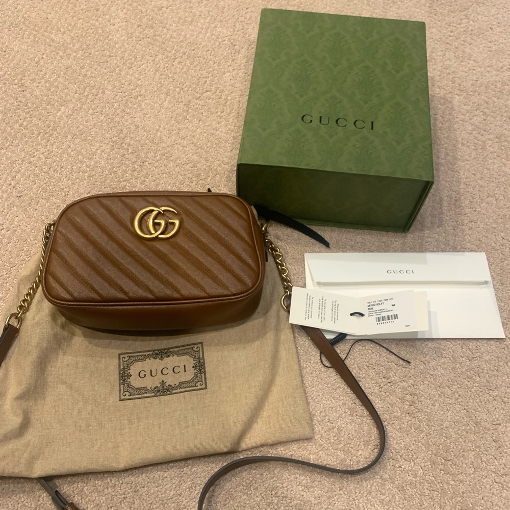 Gucci GG Marmont small camera bag crossbody brown